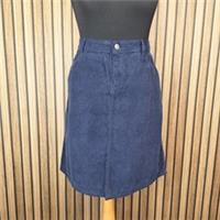 Fat Face Darcy Cord Skirt UK 16 Navy Blue 100% Cotton A-Line Above Knee New - 16 Regular
