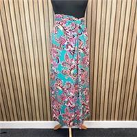 Fat Face Maxi Skirt Shona Green Floral UK 16 Elasticated Waist Jersey Full New - 16 Regular