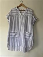 Fat Face Cotton Tunic Top White With Purple Stripes Oversized UK 12 - 12 Regular
