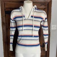Fat Face Womens White Blue Striped Cotton Knitted Hoodie UK 6 NWT - 6 Regular