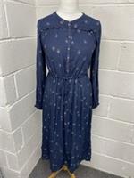 Fat Face Amelie Ditsy Navy Blue Textured Patterned Midi Dress Size 12 BNWT. PS - 12 Regular
