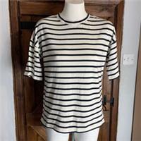 Fat Face Womens Cream Blue Striped Short Sleeve Oversized T-Shirt UK 10 NWT - 10 Regular