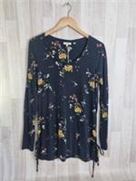Fat Face Women's Uk 10 Navy Floral Long Sleeve Jersy Tunic Top New - 10 Regular