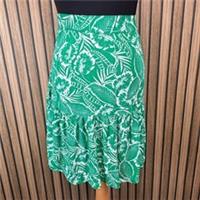 Fat Face Remy Skirt 18 Above Knee Flare Green Tropical Leaf Print - New - 18 Regular