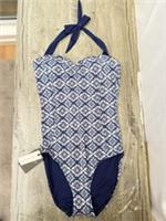 FatFace Paisley Swimsuit Tummy Control Halterneck Blue Holiday Womens UK 12 - 12 Regular