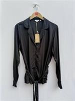 FatFace Mary Kate Wrap Blouse Black Tie Waist Viscose Long Sleeve Womens UK 16 - 16 Regular