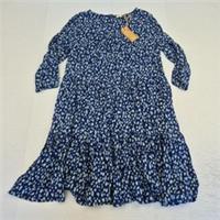 Fat Face Dress 10 Blue Womens Round Neck Long Sleeve - 10 Regular