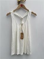 FatFace 100% Linen Vest Top White Tie Back Sleeveless Summer Women's UK 10 - 10 Regular
