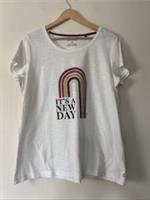 Fatface Slogan T-shirt Its A New Day Cotton Size UK 16 - 16 Regular