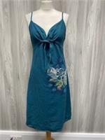 Fat Face Diesel Green Linen A-line Strappy Knee Length Dress Size 12 New PS - 12 Regular
