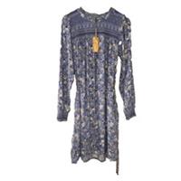 BNWT Fat Face Lucy Festival Dress Womens UK 10 Blue Floral Shirred Belted Midi - 10 Regular