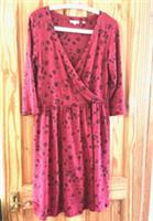Fat Face V neck Size12 dress wrap over look Rust Red+ Black 3/4sleeves stretch - 12 Regular