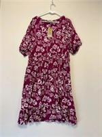 FatFace Lottie Wallpaper Jersey Dress UK 18 Burgundy Floral NWT
