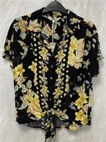 Fat Face Black Floral Shirt Front Knot Short Sleeved Boxy Casual UK8 PK 2001971 - 8 Regular