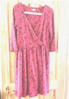 Size12 dress Fat Face V neck wrap over look Rust Red+ Black 3/4sleeves stretch - 12 Regular