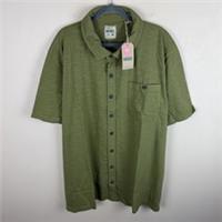 Fat Face Shirt Mens 4XL Green Truro Jersey Short Sleeve Cotton Button Up BNWT - 4XL Regular