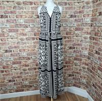 Fat Face Maya Palace Scarf Maxi Dress Womens UK 12 Black White EcoVero New - 12 Regular