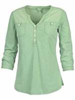 Fat Face Pale Green Cotton Slub Blouse Shirt Henley Neck Top Long Sleeve - 6 Regular