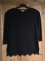 Brand New Women's Fat Face Black Top With Lace Trim Size 8 - 8 Regular