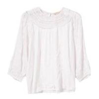 Fat Face White Broderie Blouse Pure Cotton Long Sleeve Round Lace Yolk Neck - 14 Regular