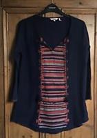 Brand New Women's Fat Face Blue Embroidered Top With Tassels Size 10 - 10 Regular