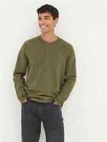 Fat Face Blakeney Slub Long Sleeve Top Size S Khaki Green RRP £30 - S Regular