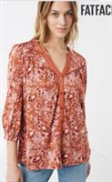 Brand New FAT FACE Burnt Orange Petra Fleur Meadow Top Sz 6 Relaxed Fit - 6 Regular