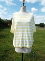 Soft Sorbet Linen & Cotton Stripe Knit Lemon Tee Top FATFACE UK 18 BNWT RRP £45