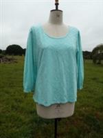 Polly Broderie Soft Stretch Cotton Light Teal Top FAT FACE UK 16 BNWT RP £39.50