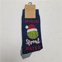 Fat Face Mens Novelty 'Official Sprout Hater' Christmas Socks UK 9.5-11 NEW - 9-11 Regular
