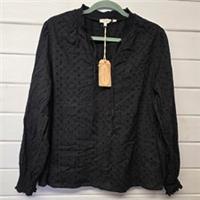 Fat Face Embroidered Blouse Black 18 Boohoo FolkStyle Top Broderie Cotton RRP£48 - 18 Regular