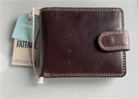 Brand New Mens Fat Face Brown Leather Twin Stitch Popper Wallet