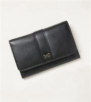 Fat Face Bi Fold 'Bow' Purse Wallet Black Nubuck Leather Coins Notes Cards New