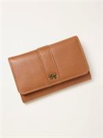 Fat Face Bi Fold 'Bow' Purse Wallet Tan Brown Nubuck Leather Coins Notes Cards