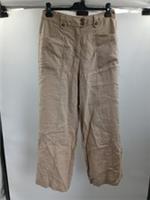 Fat Face Taylor Linen Wide Leg Beige Trousers Size 10R - 10R Regular