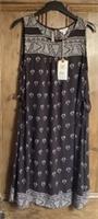 Brand New Womens Fat Face Black Alison Gem Geo Patterned Dress Size 10 - 10 Regular