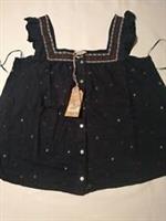 Fat Face Sienna Square Neck Embroidered Top Navy Size 10 - 10 Regular