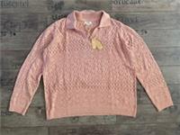 FAT FACE CHARLOTTE POINTELLE OPEN KNIT COLLAR JUMPER PEACH COTTON WOMEN - UK 18 - 18 Regular