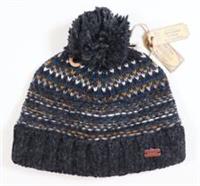 FAT FACE - PATTERN SOFT WOOL KNIT BEANIE HAT - CHARCOAL - MEN / ONE SIZE