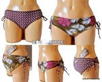 FAT FACE REVERSIBLE BIKINI BOTTOM SIDE TIE BROWN PINK IVORY HIPSTER BRIEFS UK 8 - 8 Regular