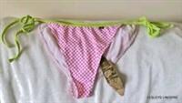 WOMENS FAT FACE BIKINI BOTTOM PINK WHITE LIME TIE SIDES HIPSTER BEACH UK 18 BNWT - 18 Regular