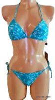 FAT FACE BIKINI SET AQUA GREEN BLUE SIDE TIE HALTERNECK HIPSTER UK 18 BNWT - 18 Regular