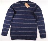 FAT FACE - PORTSEA STRIPE - WOOL KNIT CREW NECK JUMPER - NAVY - MEN 2XL - 2XL Regular