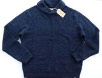 FAT FACE FUNTLEY SHAWL NECK WOOL CHUNKY KNIT PULLOVER JUMPER - NAVY - MEN 3XL - 3XL Regular