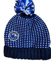 Fat Face Boys Blue Chunky Knit Bobble Hat One Size - Ski Club Fleece Lined BNWOT