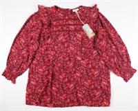 FAT FACE RYE FLORAL CRAFT RUFFLE FRILL LACE BLOUSE TOP - DARK RED - WOMEN UK14 - UK 14 Regular