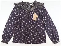 FAT FACE RUBY DAISY POP TOP - FLORAL LONG SLEEVE BLOUSE - PHANTOM - WOMEN UK6 - UK 6 Regular