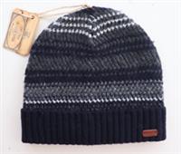 FAT FACE PATTERN WOOL TEXTURED KNIT BEANIE HAT - NAVY - MEN / ONE SIZE