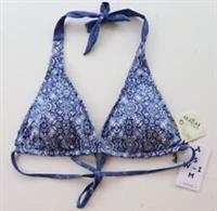 FAT FACE CHAMBRAY TILE PRINTED PADDED SWIMWEAR BIKINI TOP BLUE WOMEN ALL SIZES - UK 6 Regular