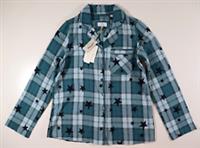 FAT FACE HAYLEY STAR CHECK - SOFT COTTON PJ PYJAMA TOP - TEAL - WOMEN UK8 - UK 8 Regular